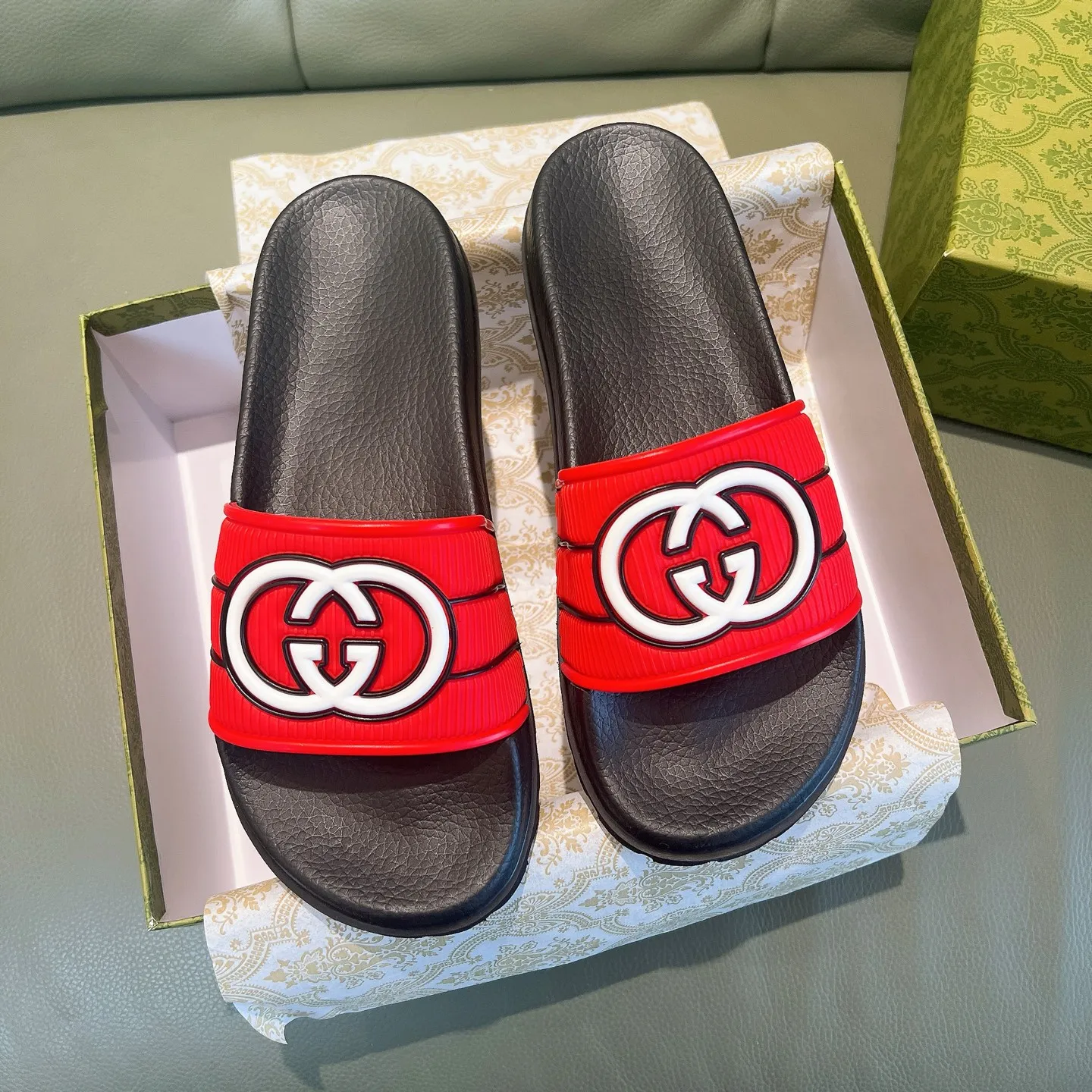 Men's Men's Shoes 130🐮🐮Gucci Gucci Slippers Gucci 2024 latest beach sandals slippers Original molding double G LOGO Original molding consistent Outsole: Men's Men's Shoes u double-layer outsole Size: 35-46